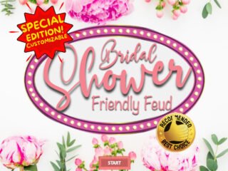 Elegant Bridal Shower Friendly Feud Game – Same as Family Feud Party Games! Digital NEW SPECIAL EDITION with Sound Effects & Customizable!